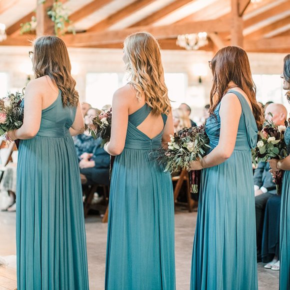 David's Bridal Steel Blue Size 2 Formal Dress - Picture 11 of 15